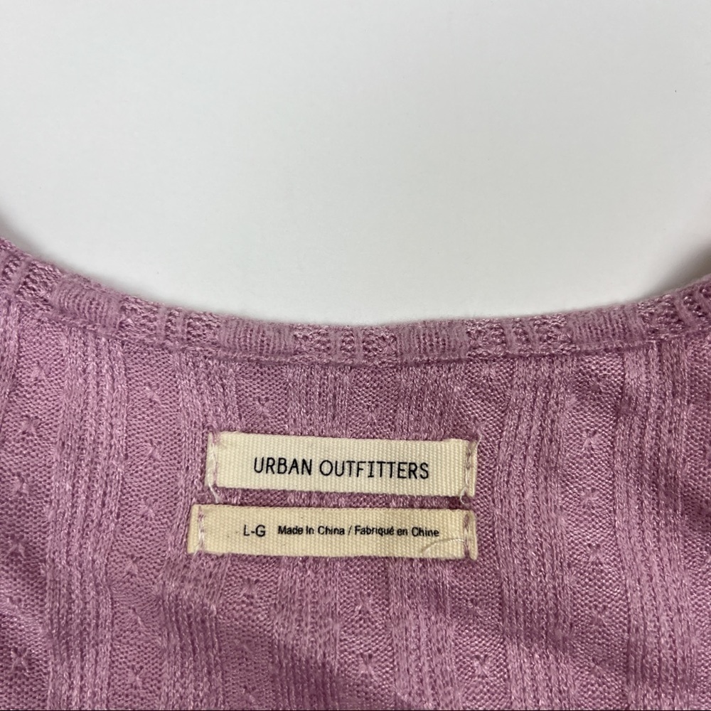 Urban Outfitters Lilac Cropped V-Neck Prairie Ribbed Babydoll Top - Picture 4 of 6